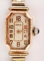 Arany (14 K) tokos Denis női karóra, jelzett, fém szíjjal, bruttó: 7 g