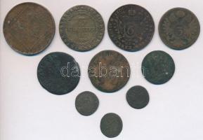 Vegyes: ~1600-1800. 10db-ból álló vegyes ezüst és bronz krajcár tétel, közte 16??KB 15Kr Ag "I....