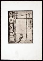 Koronczi Endre (1968- ): Fémtenger, rézkarc, papír, jelzett, 19,5×14,5 cm