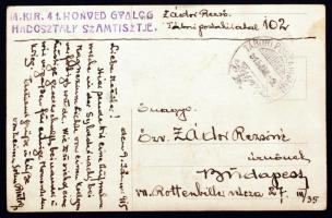 1915 Katonák szilveszteri mulatozása, a Tábori Postán keresztül küldött futott fotólap, M.kir. 41. H...