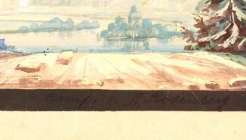 S. Rosenberg: Tájkép. Akvarell,papír, jelzett, 16×28 cm