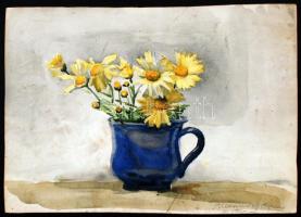 Alexander Ágnes: Virágcsendélet 1915. Akvarell, papír, jelzett, 28×38 cm