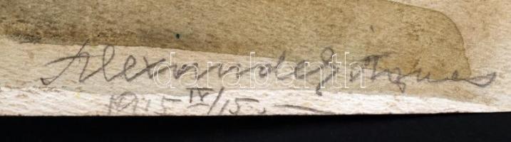 Alexander Ágnes: Virágcsendélet 1915. Akvarell, papír, jelzett, 28×38 cm