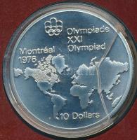 Kanada 1973. 10$ Ag "Montreali olimpia - Térkép" tokban tanúsítvánnyal, sérült kapszula T:...