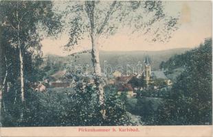 Brezová, Pirkenhammer b. Karlsbad; Theater Hotel Weber advertisement on the backside (wet damage)