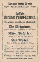 Brezová, Pirkenhammer b. Karlsbad; Theater Hotel Weber advertisement on the backside (wet damage)