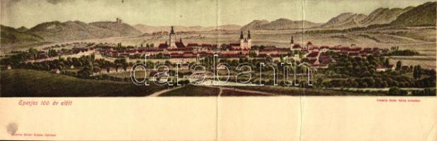 1899 Eperjes 100 év előtt, Cattarino Sándor kiadása / 100 years ago, panoramacard (fa)