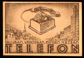 1936 "Faluban, városban, minden házban telefon", a M. Kir. Posta Távbeszélő Propaganda Irodájának levelezőlapja