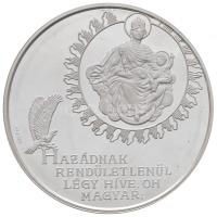 Bognár György (1944-) 1990. "Magyar Köztársaság 1956-1989. Október 23. / Hazádnak rendületlenül légy híve, oh magyar;" piefort Ag emlékérem dísztokban, tanúsítvánnyal (155,52g/0.925/65mm) T:PP