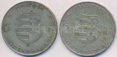 1947. 5Ft Ag "Kossuth" (2x) T:2-,3 Adamo F8.1