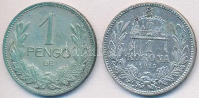 1915. 1K Ag "Ferenc József" + 1939. 1P Ag T:2,2-
