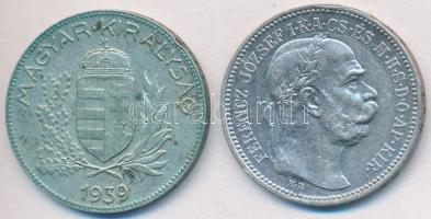 1915. 1K Ag "Ferenc József" + 1939. 1P Ag T:2,2-
