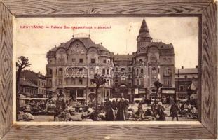 Nagyvárad, Fekete Sas nagyszálloda, Piac, Magyar Bank, Ernyei Lajos üzlete / hotel, market, bank, shop (EK)