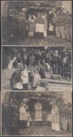 cca 1920-1930 Tűzoltók temetése, 3 db fotólap, Strobl J. Nándor fényképész, Rákosszentmihály, pecséttel jelzettek, 14x9 cm