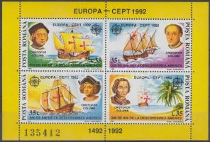 Europa CEPT 500 éve fedezték fel Amerikát blokk, Europa CEPT 500th anniversary of discovery of America block