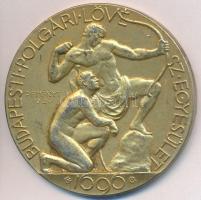 Reményi József (1887-1977) 1926. "Budapesti Polgári Lövész Egyesület" aranyozott fém emlékérem (46mm) T:2-