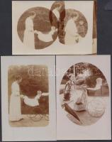 cca 1900-1910 Babakocsis fotók, 3 db fotólap, 14x9 cm