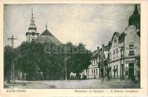 Szatmárnémeti, Láncos templom, Hangya üzlet / churcn, shop