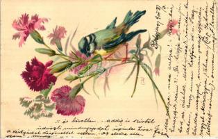 Bird with flowers, Kosmos 284. litho (EK)