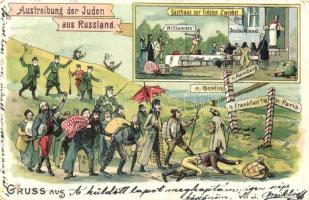 1899 Austreibung der Juden aus Russland, judaica, litho (b)