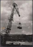 cca 1960 Emelődaru a folyó mentén, jelezetlen fotó, felülete foltos, 13x18 cm