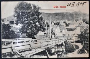 Dolnja Tuzla, wooden bridge, Verlag Josef Schnürmacher, leporellocard