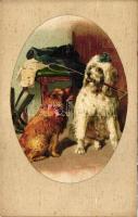Dogs with stick litho (fl)