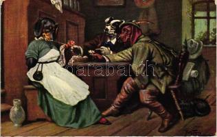 Dog lady with hunter dogs, T.S.N. Serie 1125. s: Arthurt Thiele