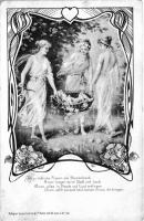 Ladies with baby, Gustav Liersch & Co. S.W. 48. Serie G. No. 442. floral Art Nouveau (EB)