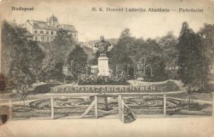 Budapest VIII. Ludovika Akadémia, Ferenc József szobor, park (EK)