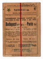 1931 Magyar Királyi Államvasutak Budapest Keleti és Paris Est állomások között érvényes jegyfüzete