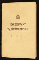 1945 Bp., A belügyminisztérium által a miniszteri titkár számára kiállított kétnyelvű igazolvány