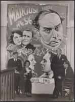 1934 Márciusi mese című film sajtófotója, a képen Kabos Gyula, Ráday Imre, Turay Ida; Menyhért Foto, sarkán töréssel, 18x23 cm