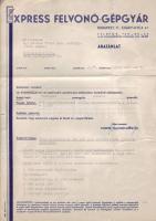 1943 Express Felvonó-gépgyár fejléces árajánlat