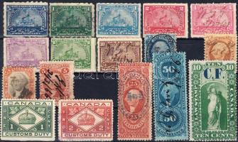 17 db USA ill. Kanada okmánybélyeg