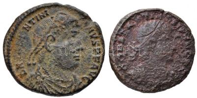 Római Birodalom / Siscia / I. Valentinianus 364-367. Follis Cu (2,62g) + II. Constantinus ~336-337. Follis Cu (1,44g) T:2-,3- ph. Roman Empire / Siscia / Valentinian I 364-367. Follis Cu "DN VALENTINI-ANVS PF AVG / SECVRITAS REIPVBLICAE - .delta SISC" (2,62g) + Constantine II ~336-337. Follis Cu (1,44g) C:VF,VG edge error RIC IX 7a