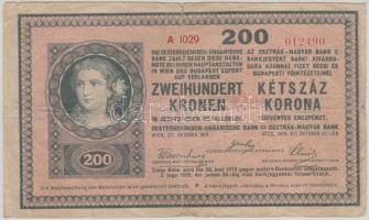 1918. 200K "A 1029" sima hátlappal T:III,III- ragasztott