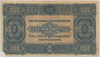 1923. 1000K "8 FILLÉR - NYOLC FILLÉR" felülnyomással T:IV sarokhiány