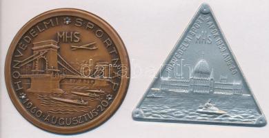 1959. "MHS Honvédelmi Sportnapok" préselt Al lemezérem (59x67mm) + 1960. "MHS Honvédelmi Sportnap" préselt Cu lemezérem (62,5mm) T:2