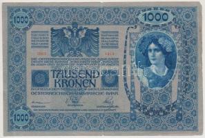 1902. 1000K mindkét oldal német, "Deutschösterreich" felülnyomással T:III
Adamo SK35/1