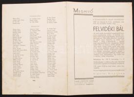 1939 A Rómaifürdő-Telep Egyesület szegények megsegítésére rendezett felvidéki báljának meghívója, melyen a hölgyek és urak is tetszés szerinti népviseletben jelenhettek meg