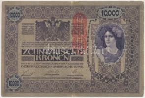 1918. 10.000K csak német nyelvű, piros "Deutschösterreich" felülnyomással T:III