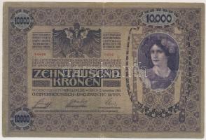 1918. 10.000K csak német nyelvű, piros "Deutschösterreich" felülnyomással T:III
