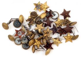 Katonai rangjelző gombok és csillagok, összesen 45 db