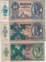 1936. 10P + 1941. 20P mindkettő hamis "Kerületi Pártvezető Kőszeg" nyilaskereszt felülbélyegzéssel (fake overprint) + 1930. 100P + 1936. 10P + 1941. 20P mindhárom hamis nyilaskereszt felülbélyegzéssel (fake overprint) T:III