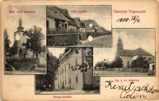Toporc, Toporec; Görgey-kastély, katolikus és evangélikus templom / castle, churches (EB)