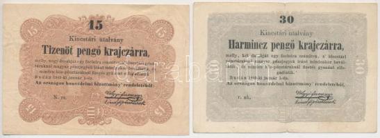 1849. 15Kr + 30Kr "Kossuth bankó" T:III