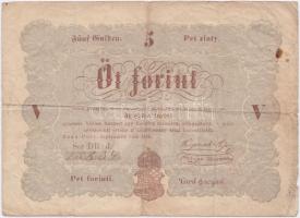 1848. 5Ft "Kossuth bankó" vörösesbarna T:III,III-