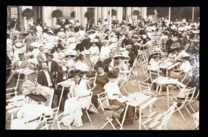 1910 Fiume-Abbázia, Kávézó hölgyek, urak, fotólap, 14x9 cm / 1910 Fiume-Abbazia (Opatija, Croatia), Cafe, photocard, 14x9 cm