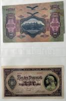 80db-os vegyes bankjegy gyűjtemény, benne koronák, pengők, forintok, bankjegytartó albumba rendezve ...